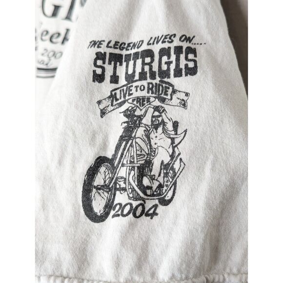 Vintage Thrashed Sturgis 2004 Motorcycle T Shirt Sz 3XL Cotton Made in USA 64th - Picture 6 of 16
